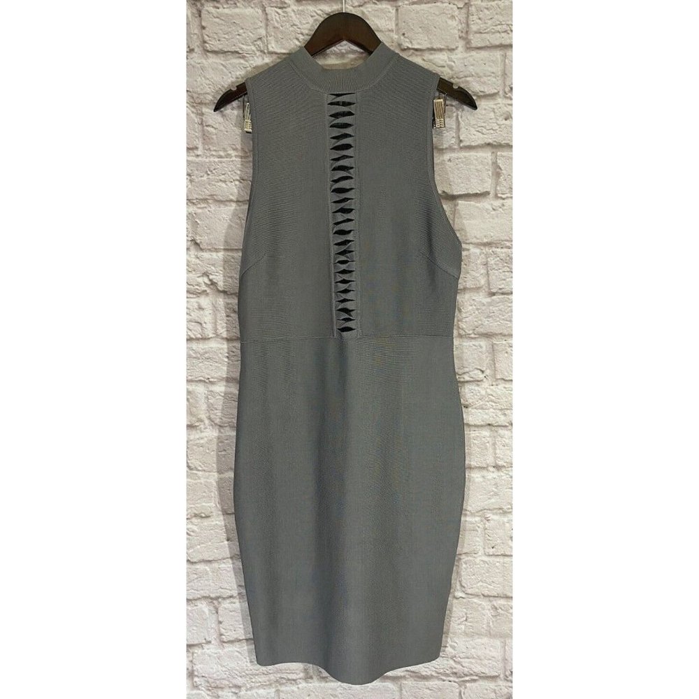 Venus Large Gray Hold You In Bodycon Sleeveless Bandage Dress Cut Out Front 9325